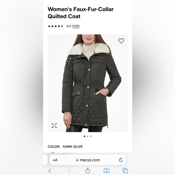 Women’s Faux-Fur-Collar Quilted Coat by Michael Kors - Picture 14 of 15